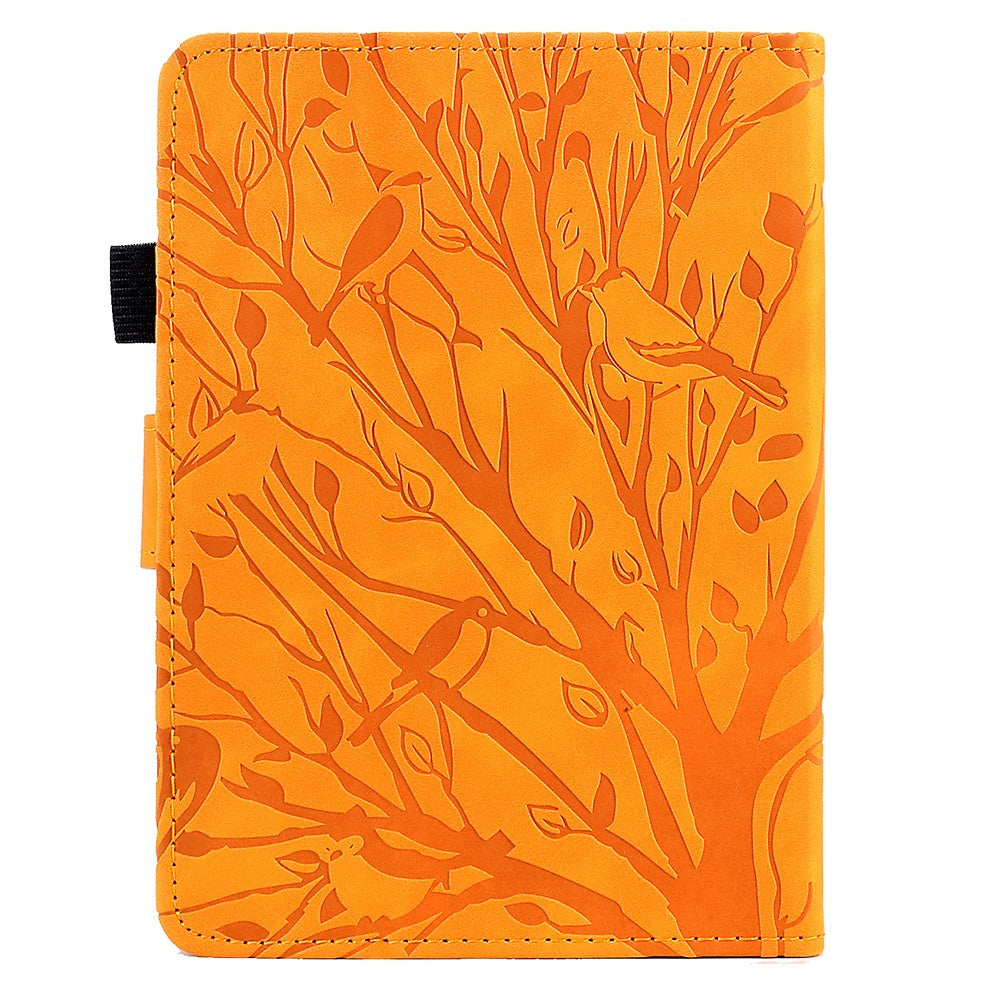 For Amazon Kindle Paperwhite 5 (2021) Imprinted Tree Leather Tablet Case Card Holder Tablet Stand Cover