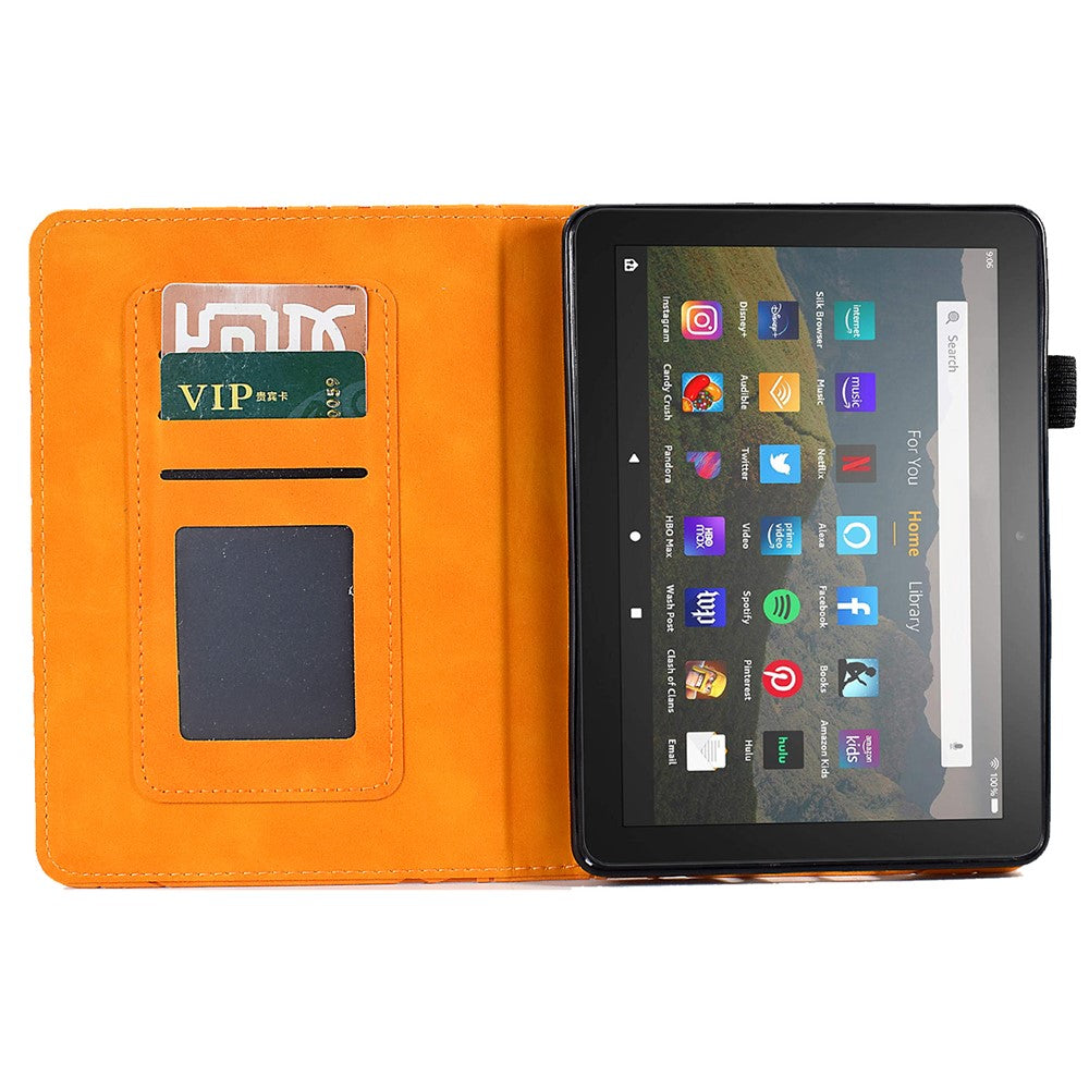 For Amazon Kindle Paperwhite 5 (2021) Imprinted Tree Leather Tablet Case Card Holder Tablet Stand Cover
