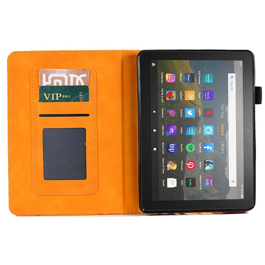 For Amazon Kindle Paperwhite 5 (2021) Imprinted Tree Leather Tablet Case Card Holder Tablet Stand Cover