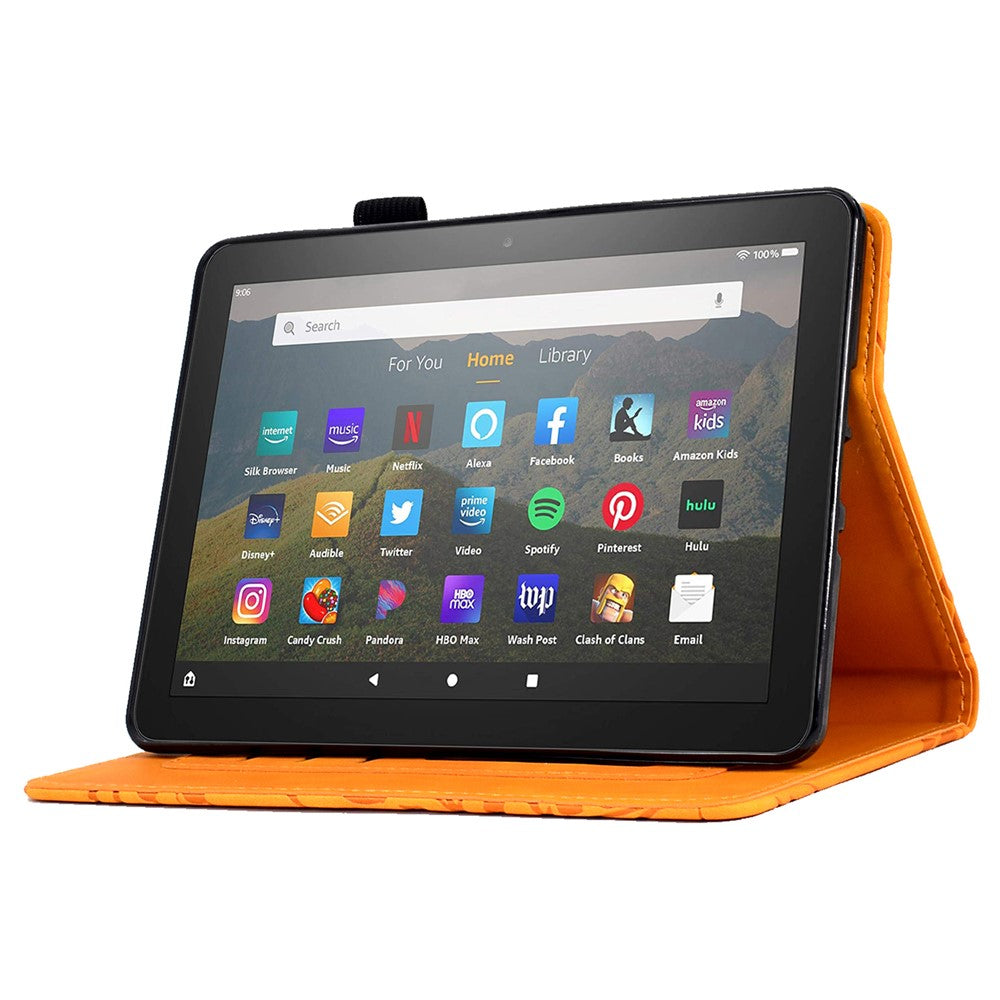 For Amazon Kindle Paperwhite 5 (2021) Imprinted Tree Leather Tablet Case Card Holder Tablet Stand Cover