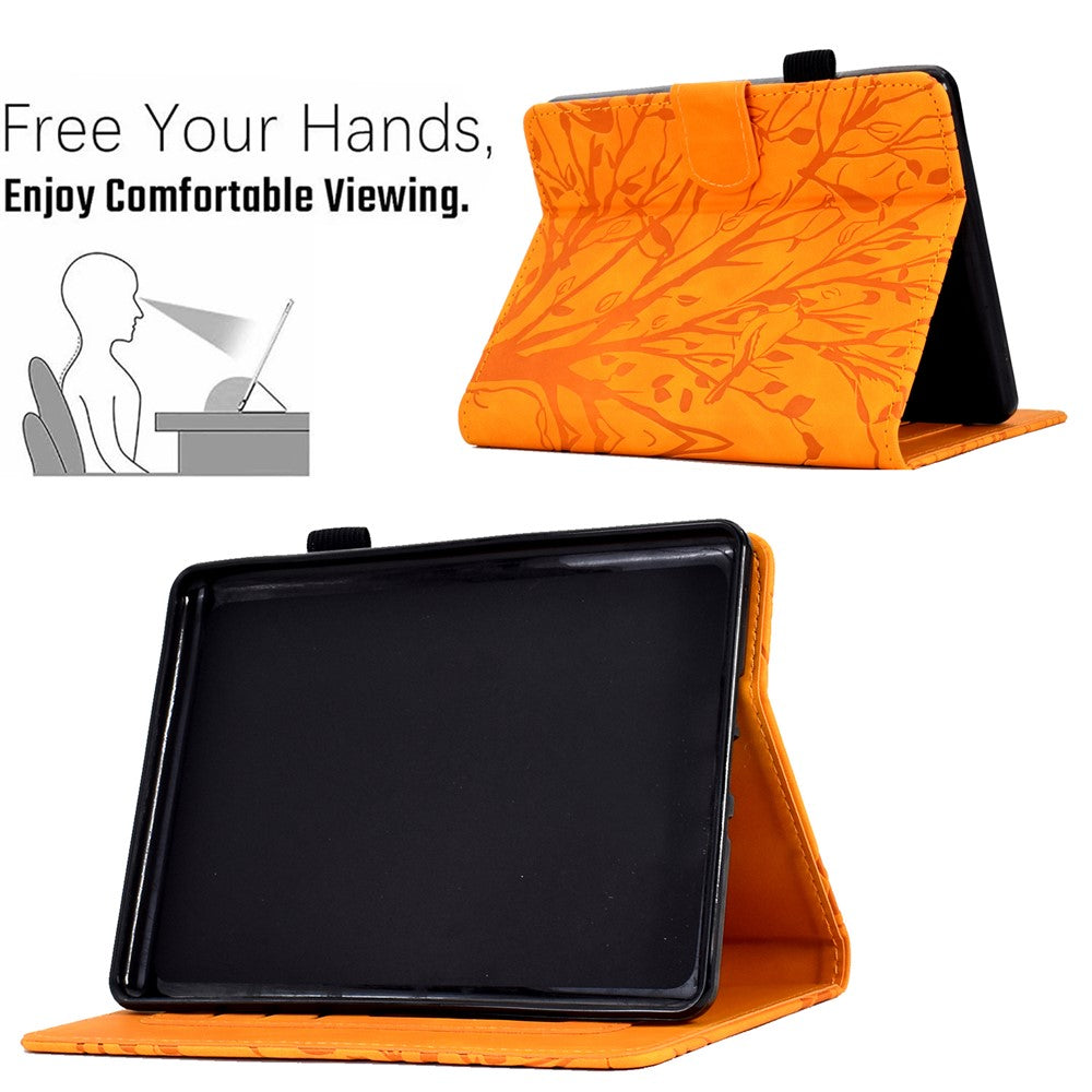 For Amazon Kindle Paperwhite 5 (2021) Imprinted Tree Leather Tablet Case Card Holder Tablet Stand Cover