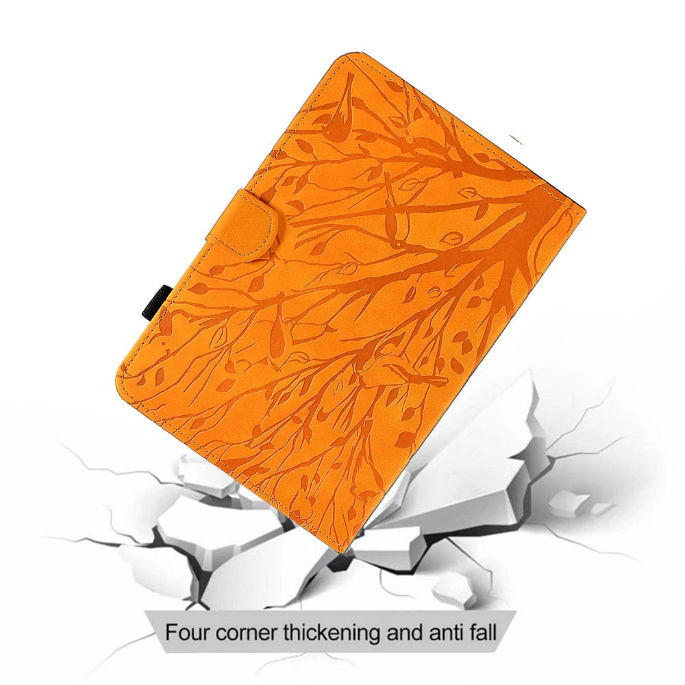 For Amazon Kindle Paperwhite 5 (2021) Imprinted Tree Leather Tablet Case Card Holder Tablet Stand Cover