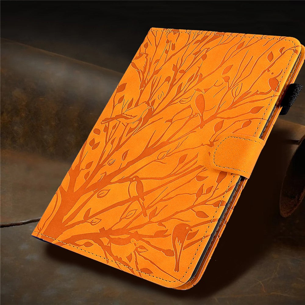 For Amazon Kindle Paperwhite 5 (2021) Imprinted Tree Leather Tablet Case Card Holder Tablet Stand Cover