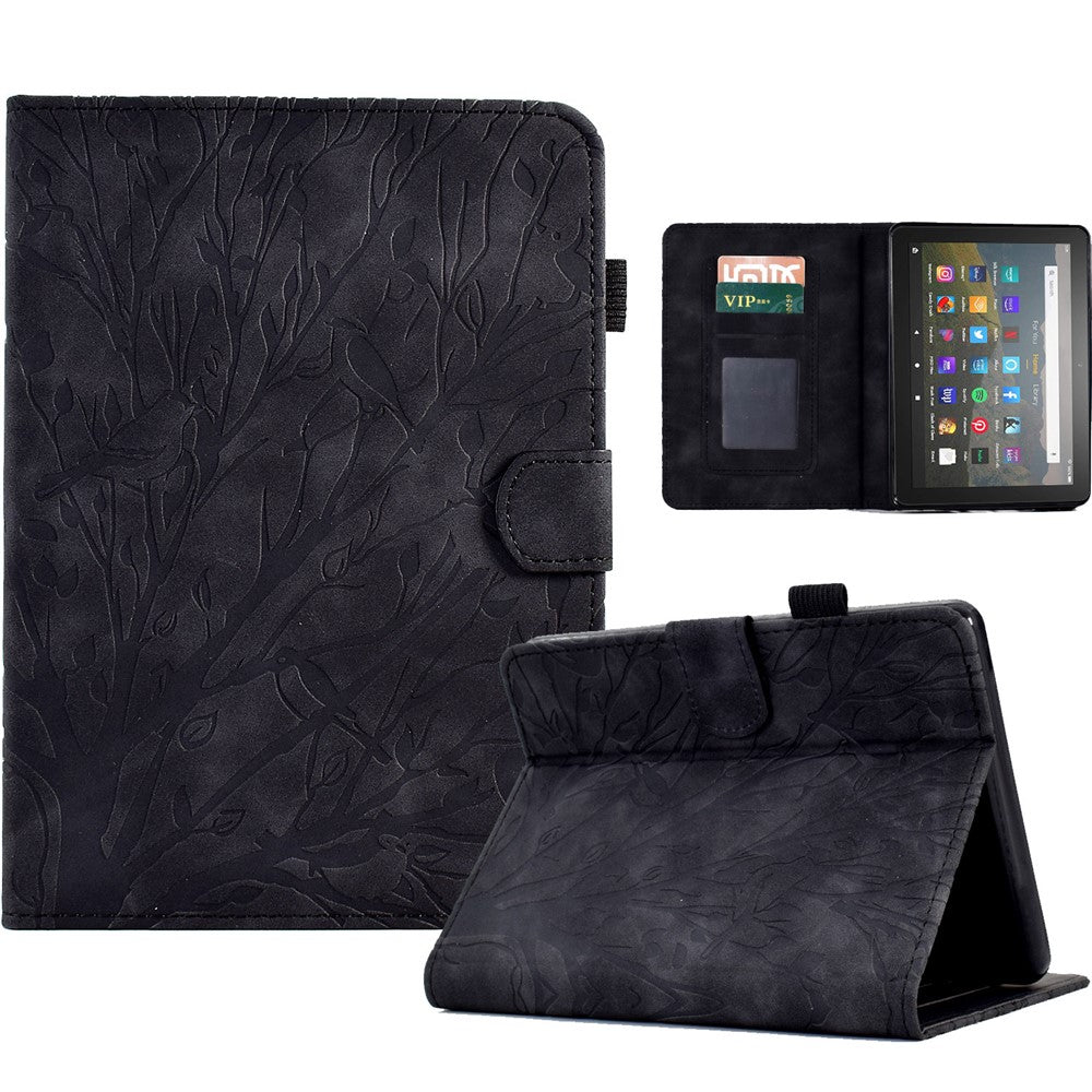 For Amazon Kindle Paperwhite 5 (2021) Imprinted Tree Leather Tablet Case Card Holder Tablet Stand Cover