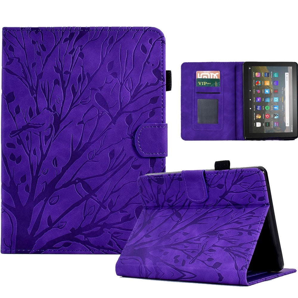 For Amazon Kindle Paperwhite 5 (2021) Imprinted Tree Leather Tablet Case Card Holder Tablet Stand Cover