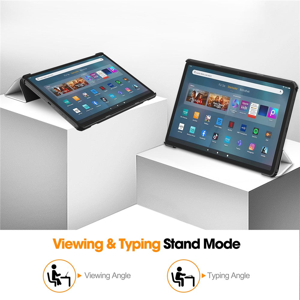 For Amazon Fire Max 11 Auto Wake / Sleep PU Leather Tablet Case Tri-fold Stand Pattern Printed Cover