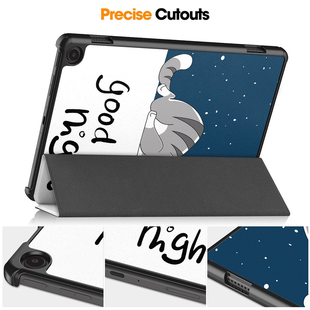 For Amazon Fire Max 11 Auto Wake / Sleep PU Leather Tablet Case Tri-fold Stand Pattern Printed Cover