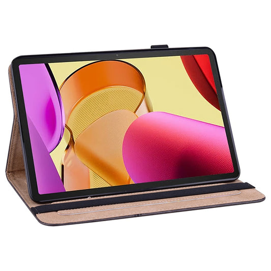 For Amazon Fire Max 11 PU Leather Stand Folio Case Line Imprinted Card Slots Tablet Cover