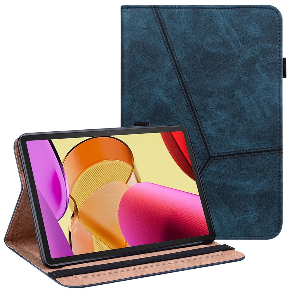 For Amazon Fire Max 11 PU Leather Stand Folio Case Line Imprinted Card Slots Tablet Cover