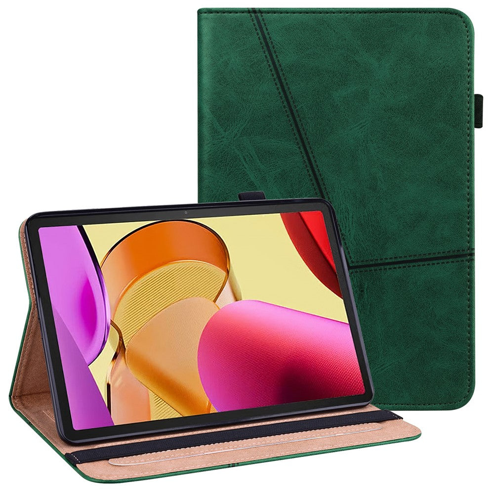 For Amazon Fire Max 11 PU Leather Stand Folio Case Line Imprinted Card Slots Tablet Cover