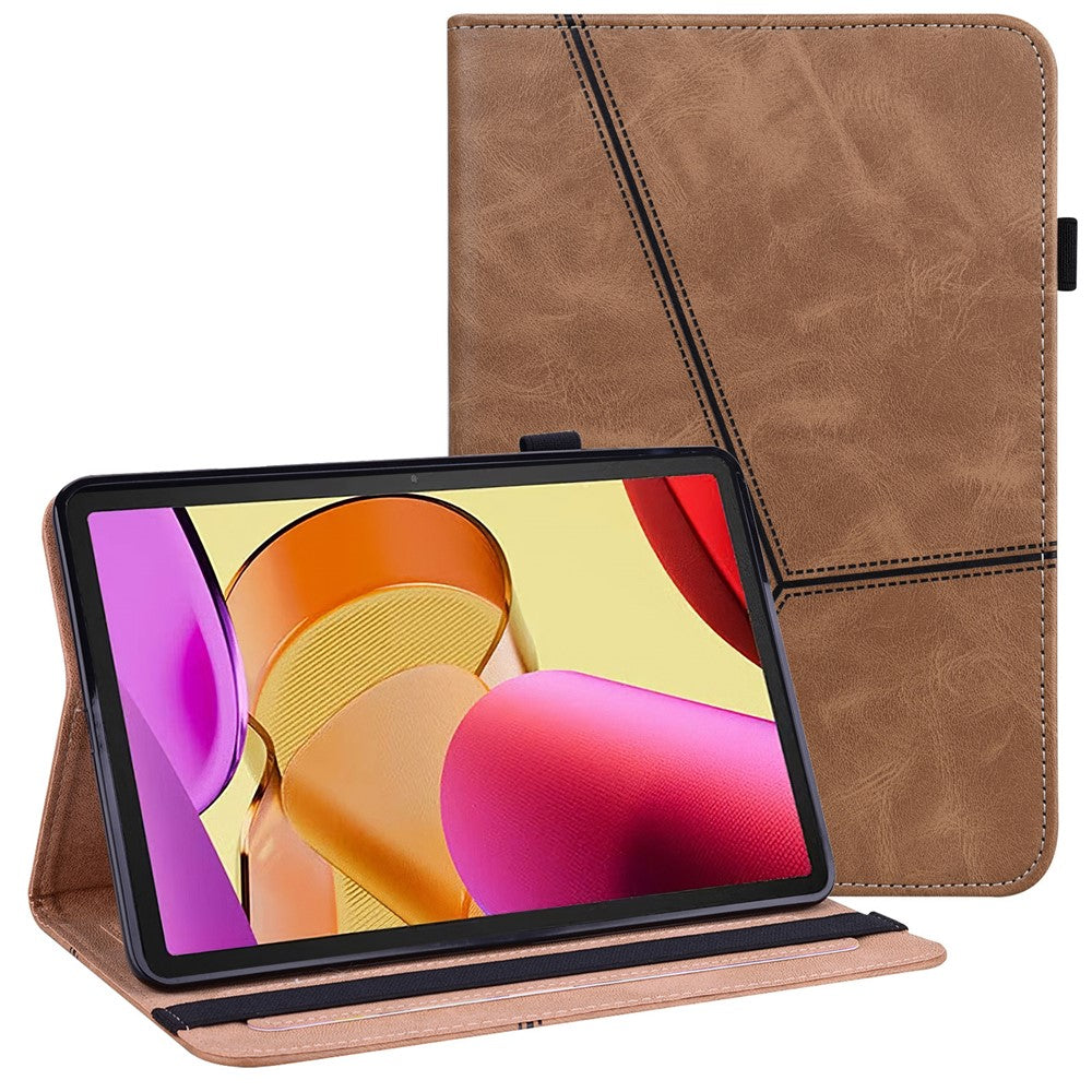 For Amazon Fire Max 11 PU Leather Stand Folio Case Line Imprinted Card Slots Tablet Cover