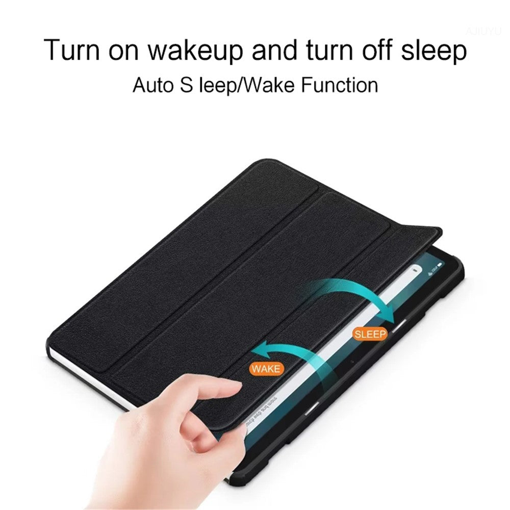 For Amazon Fire Max 11 Tri-fold Stand Tablet Case PU Leather Auto Wake / Sleep Full Body Protection Cover