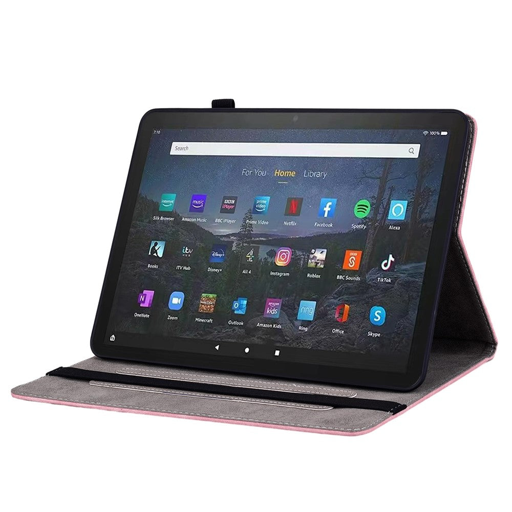 PU Leather Folio Stand Cover for Amazon Fire Max 11 , Imprinted Card Slots Shockproof Tablet Case