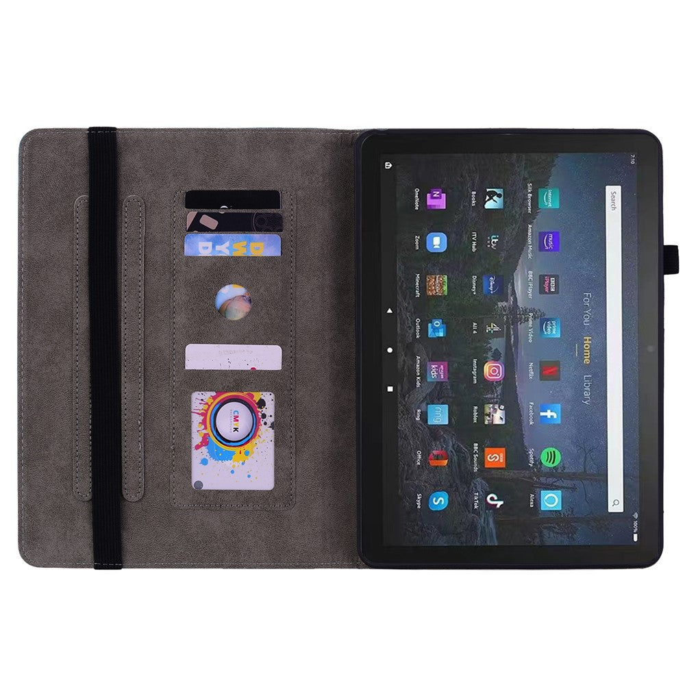 PU Leather Folio Stand Cover for Amazon Fire Max 11 , Imprinted Card Slots Shockproof Tablet Case
