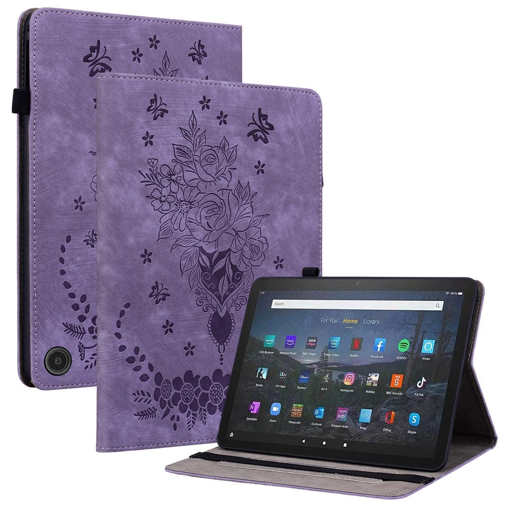 PU Leather Folio Stand Cover for Amazon Fire Max 11 , Imprinted Card Slots Shockproof Tablet Case
