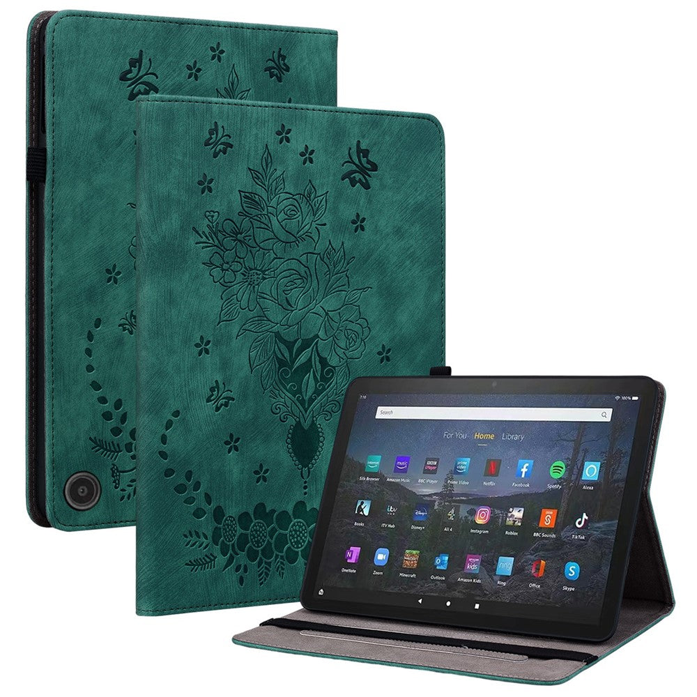 PU Leather Folio Stand Cover for Amazon Fire Max 11 , Imprinted Card Slots Shockproof Tablet Case