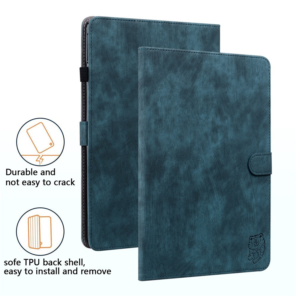 For Amazon Fire Max 11 Anti-Slip Stand Cover PU Leather Cute Tiger Pattern Card Slots Tablet Case