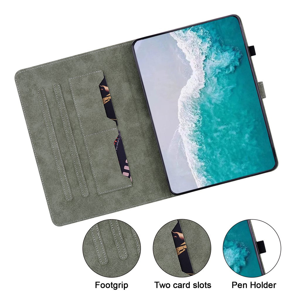 For Amazon Fire Max 11 Anti-Slip Stand Cover PU Leather Cute Tiger Pattern Card Slots Tablet Case