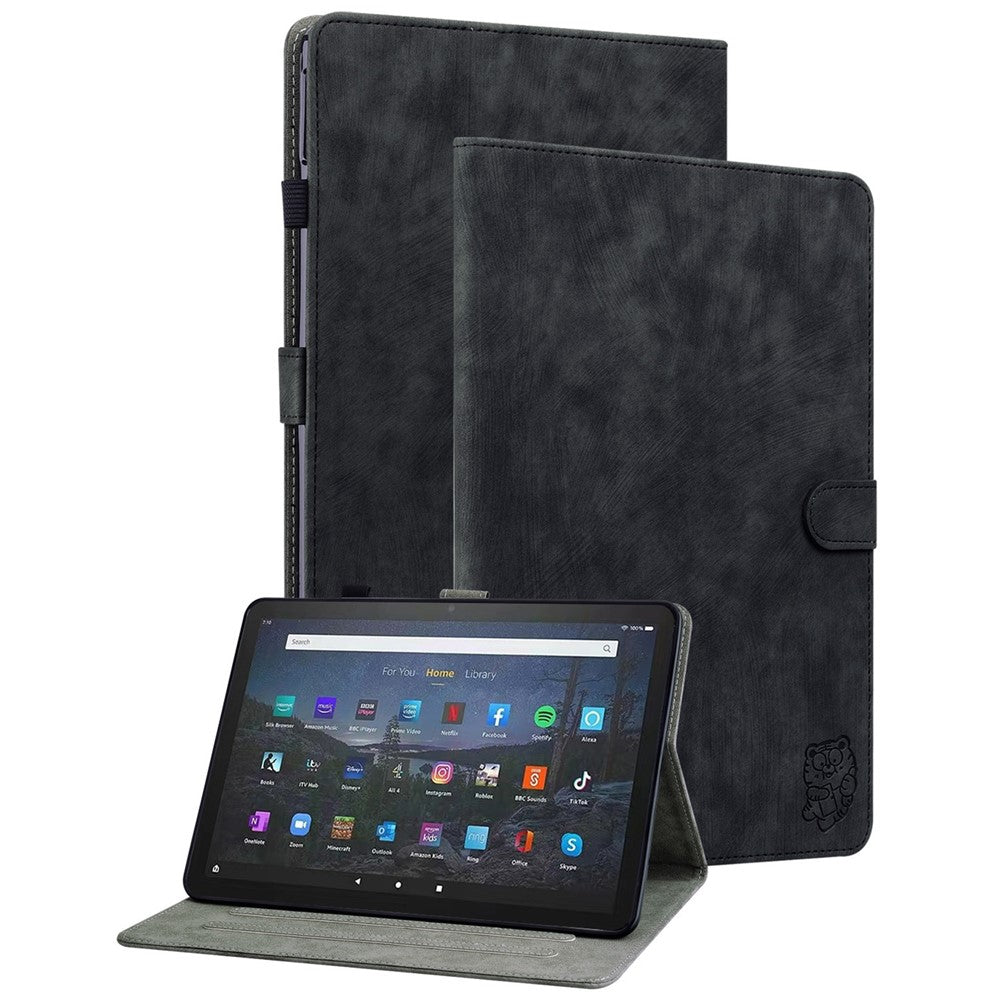 For Amazon Fire Max 11 Anti-Slip Stand Cover PU Leather Cute Tiger Pattern Card Slots Tablet Case