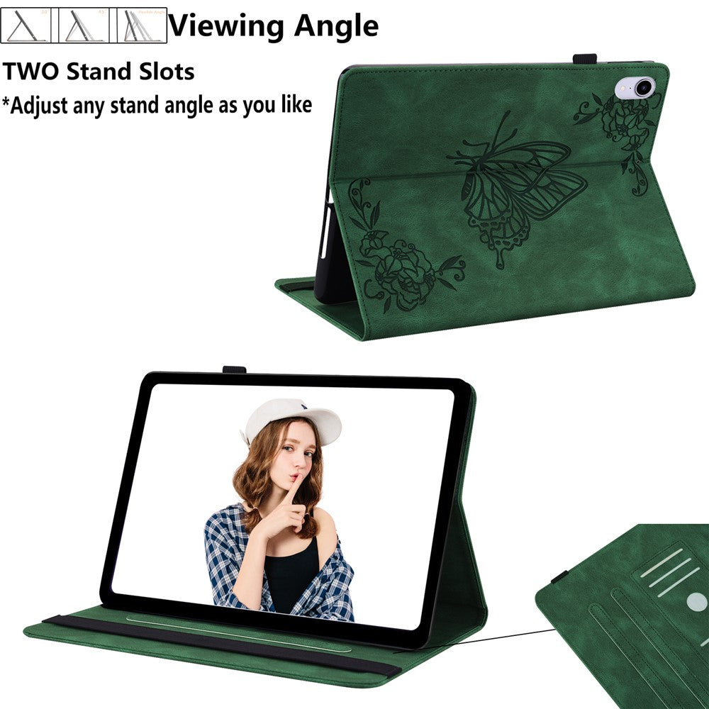 For Amazon Fire Max 11 PU Leather Tablet Case Imprinted Butterfly Flower Stand Flip Cover with Card Holder