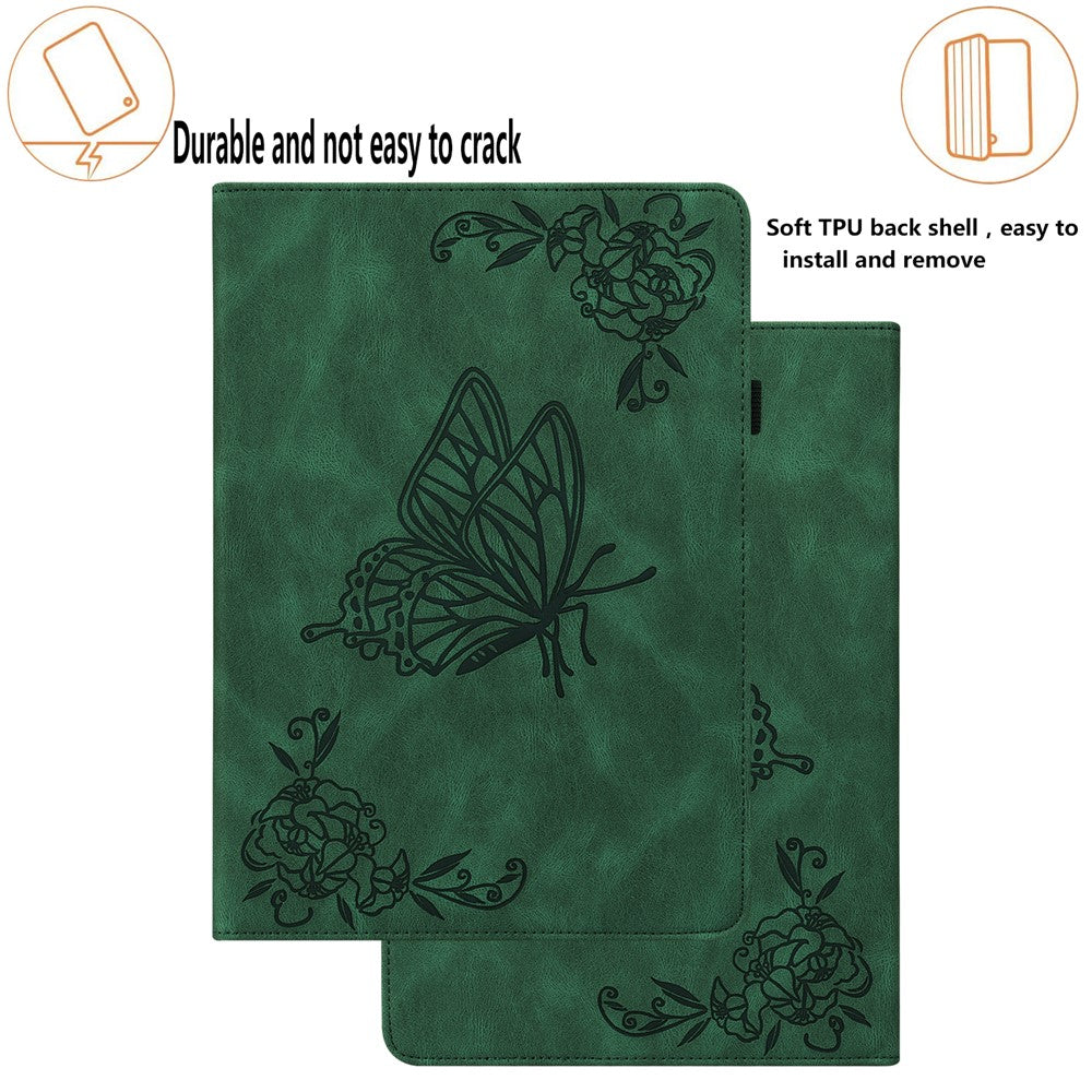 For Amazon Fire Max 11 PU Leather Tablet Case Imprinted Butterfly Flower Stand Flip Cover with Card Holder