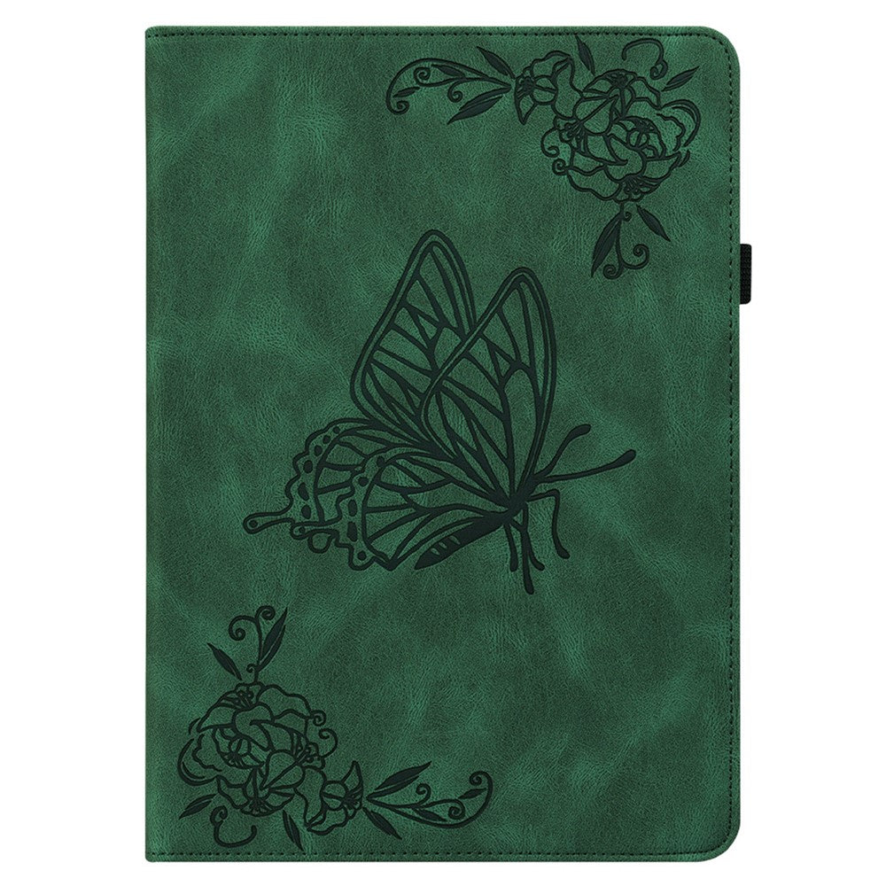 For Amazon Fire Max 11 PU Leather Tablet Case Imprinted Butterfly Flower Stand Flip Cover with Card Holder
