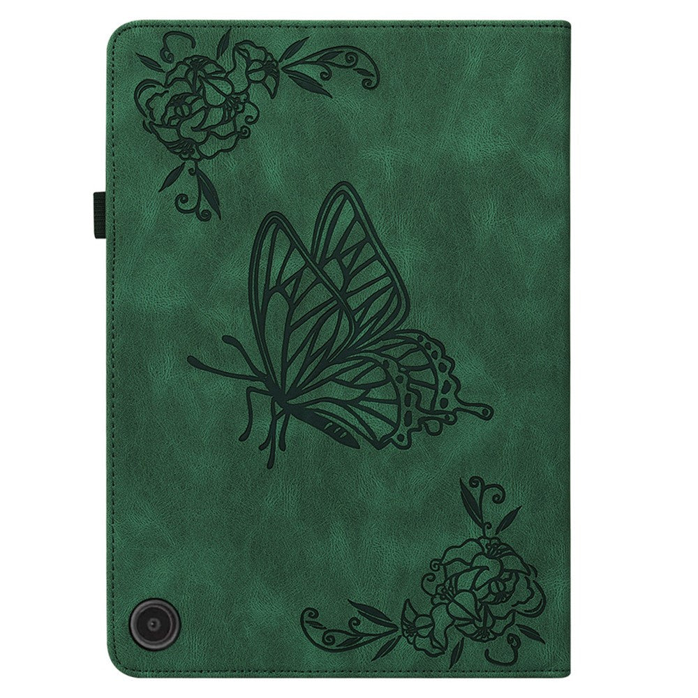 For Amazon Fire Max 11 PU Leather Tablet Case Imprinted Butterfly Flower Stand Flip Cover with Card Holder