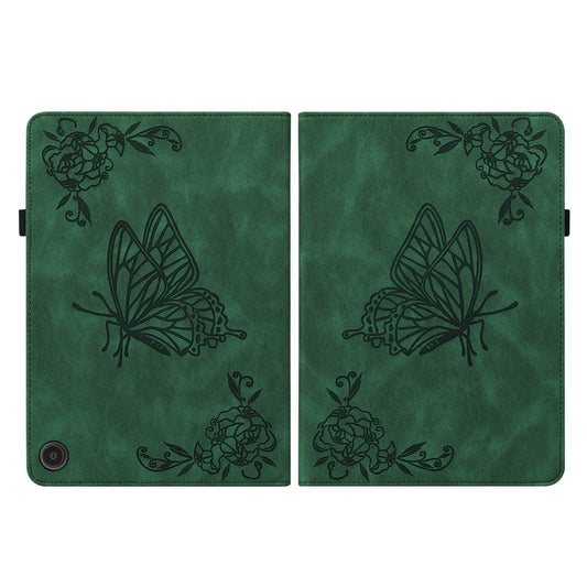 For Amazon Fire Max 11 PU Leather Tablet Case Imprinted Butterfly Flower Stand Flip Cover with Card Holder