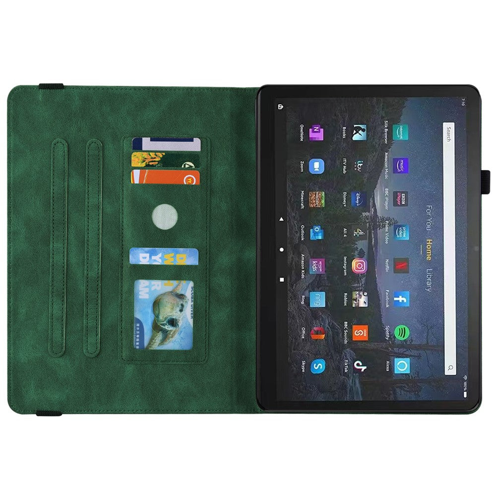 For Amazon Fire Max 11 PU Leather Tablet Case Imprinted Butterfly Flower Stand Flip Cover with Card Holder