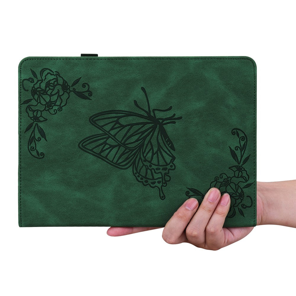 For Amazon Fire Max 11 PU Leather Tablet Case Imprinted Butterfly Flower Stand Flip Cover with Card Holder