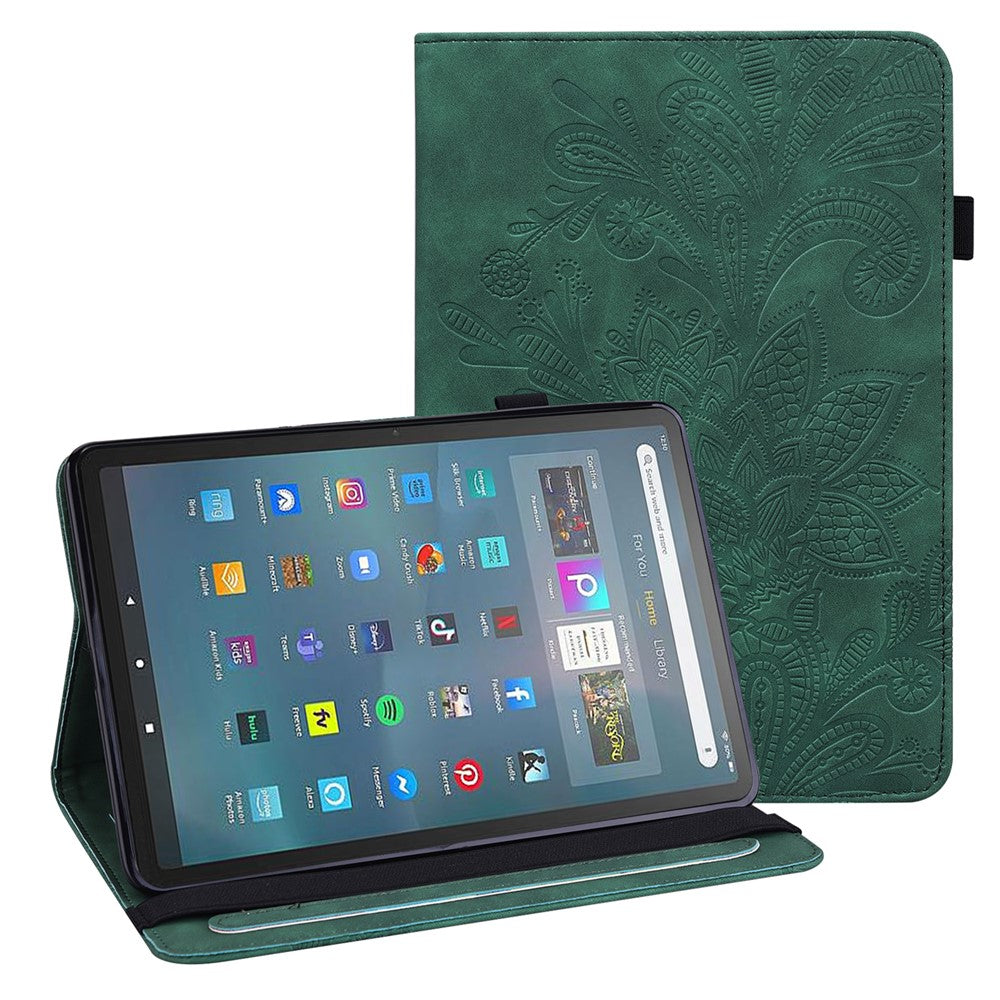 For Amazon Fire Max 11 Stand Tablet Leather Case Flower Imprinting Wallet Tablet Cover