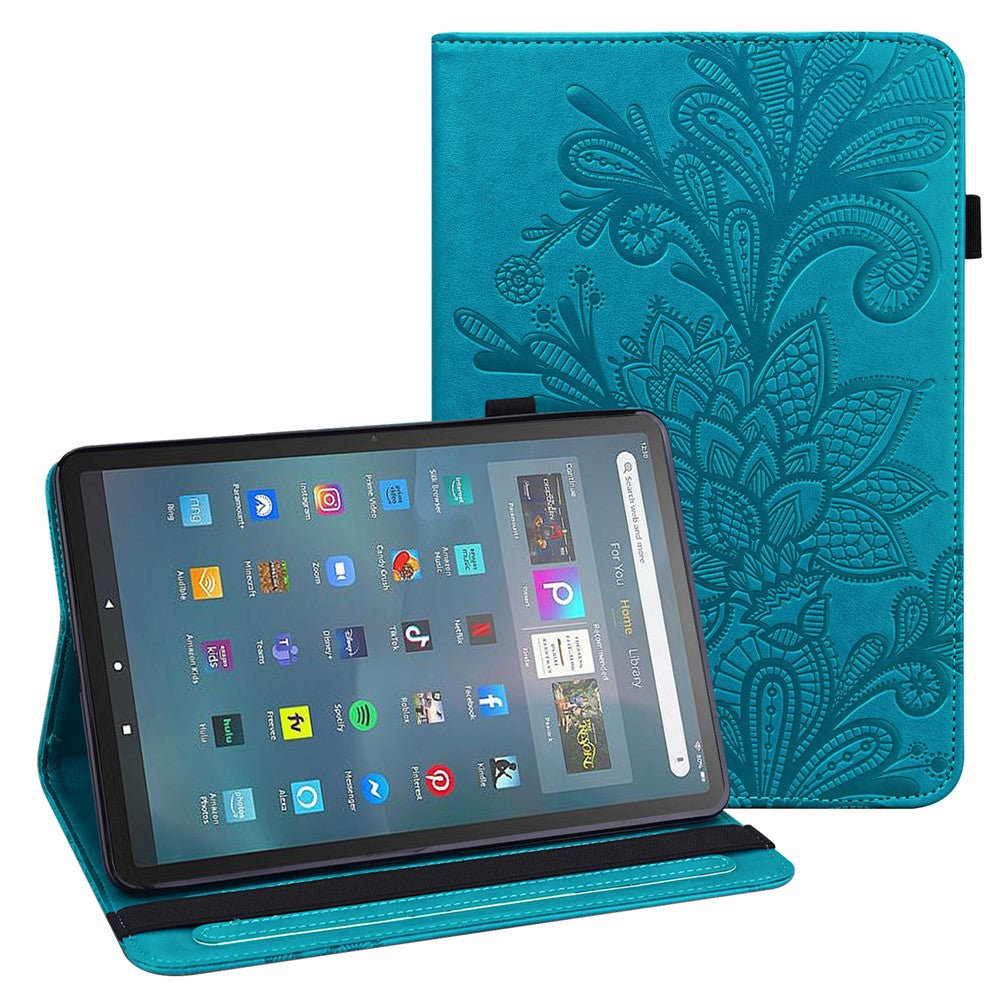 For Amazon Fire Max 11 Stand Tablet Leather Case Flower Imprinting Wallet Tablet Cover
