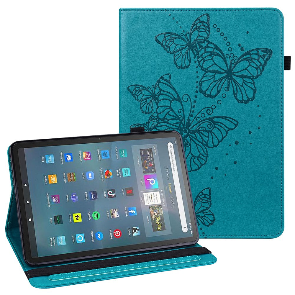 For Amazon Fire Max 11 PU Leather Wallet Tablet Case Imprinted Butterfly Stand Tablet Cover