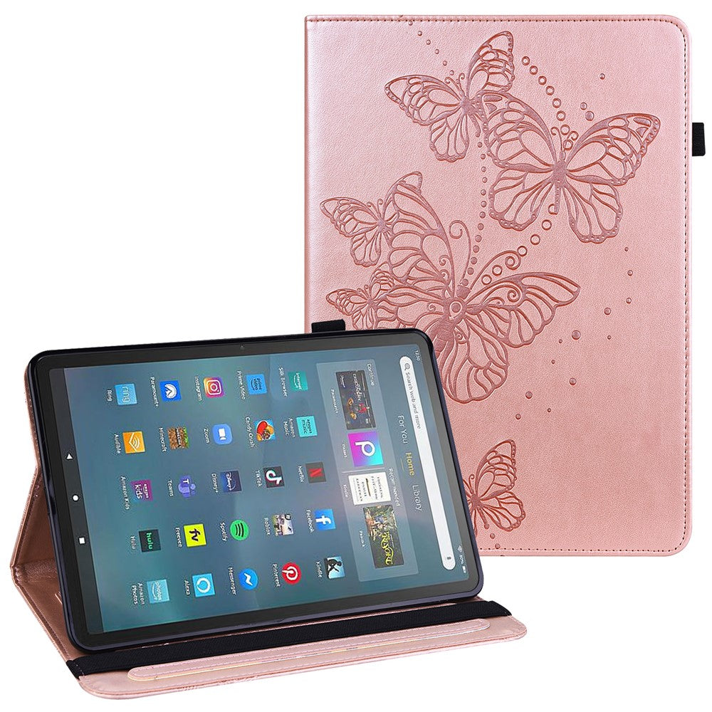 For Amazon Fire Max 11 PU Leather Wallet Tablet Case Imprinted Butterfly Stand Tablet Cover