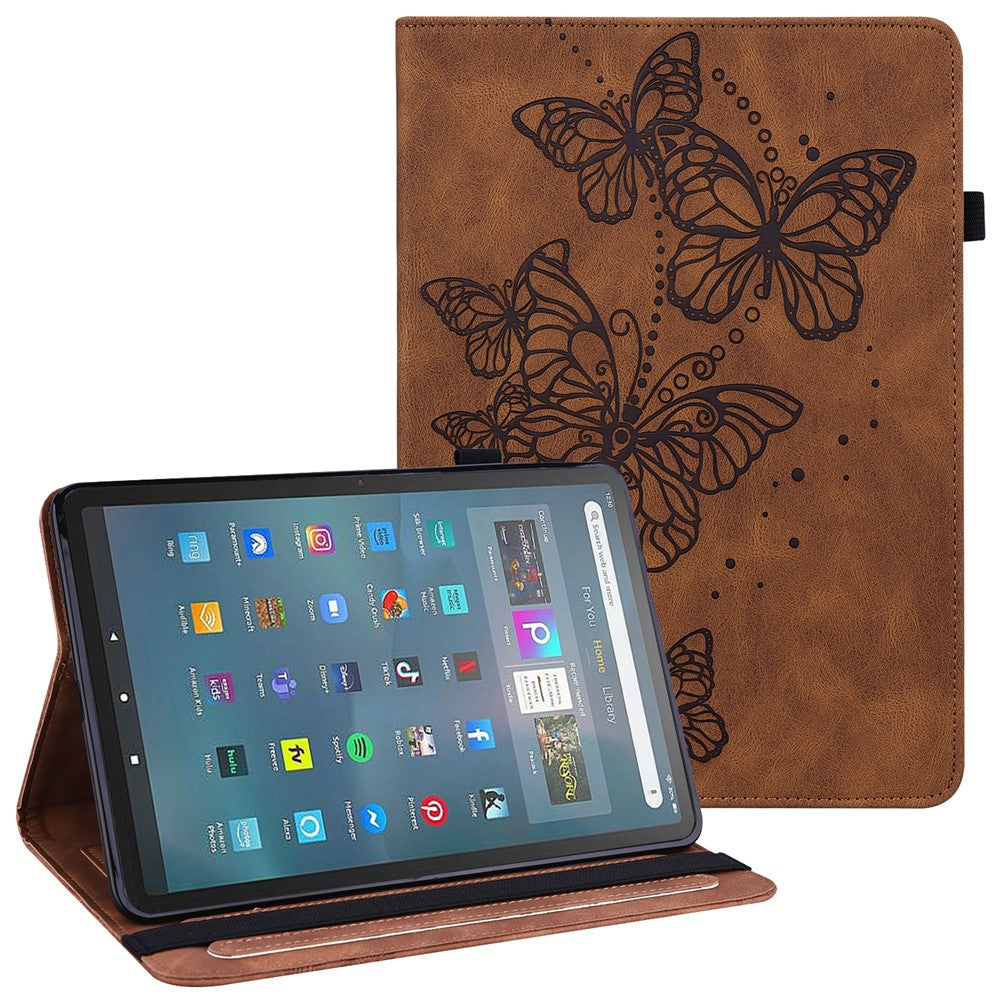 For Amazon Fire Max 11 PU Leather Wallet Tablet Case Imprinted Butterfly Stand Tablet Cover