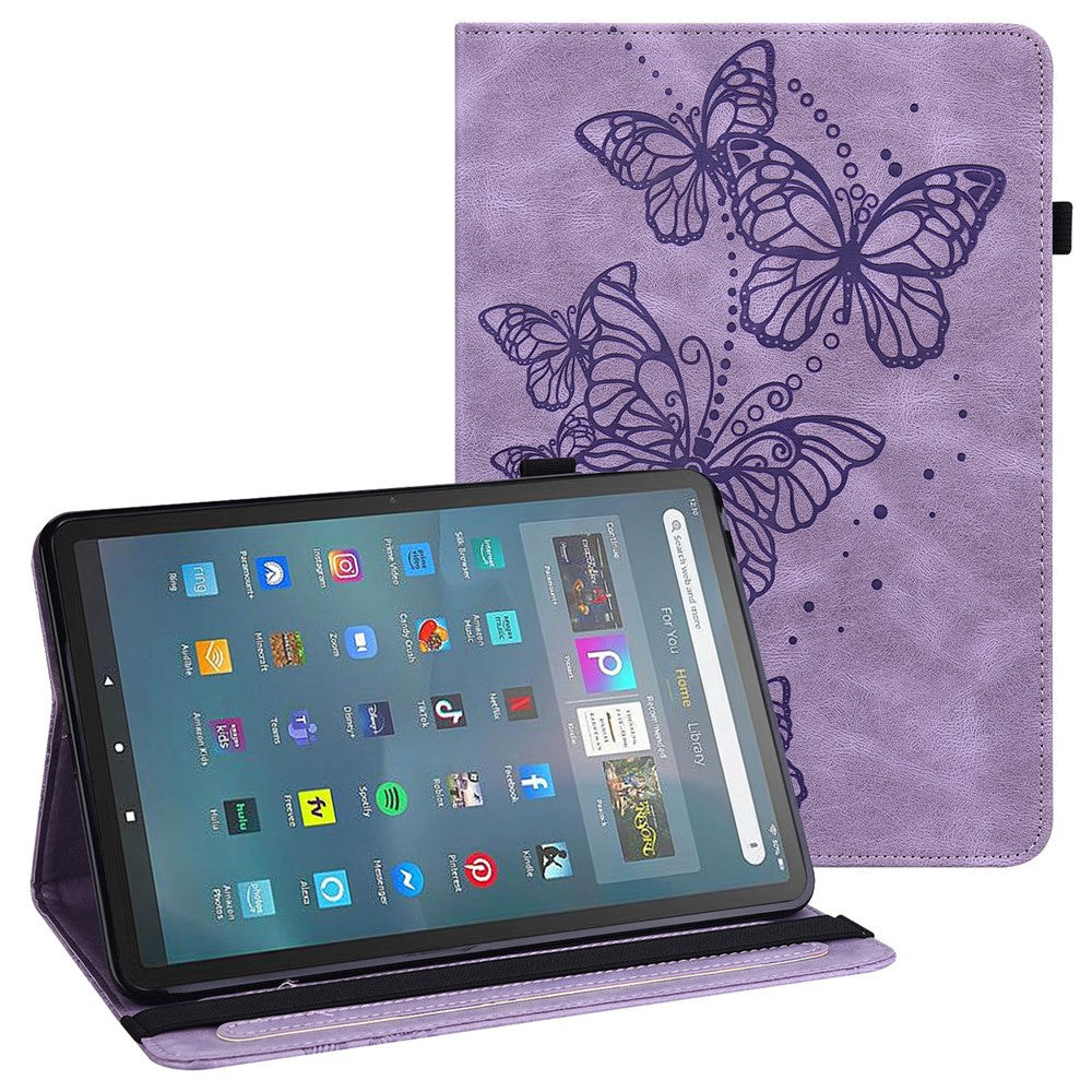 For Amazon Fire Max 11 PU Leather Wallet Tablet Case Imprinted Butterfly Stand Tablet Cover
