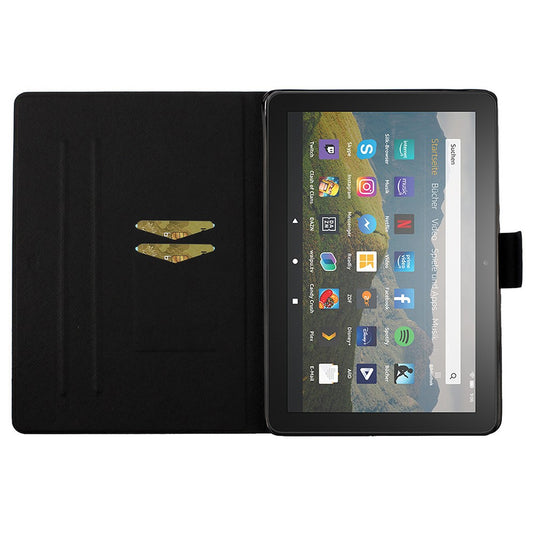 For Amazon Fire Max 11 PU Leather Stand Cover Pattern Printing Auto Wake / Sleep Tablet Case with Card Holder