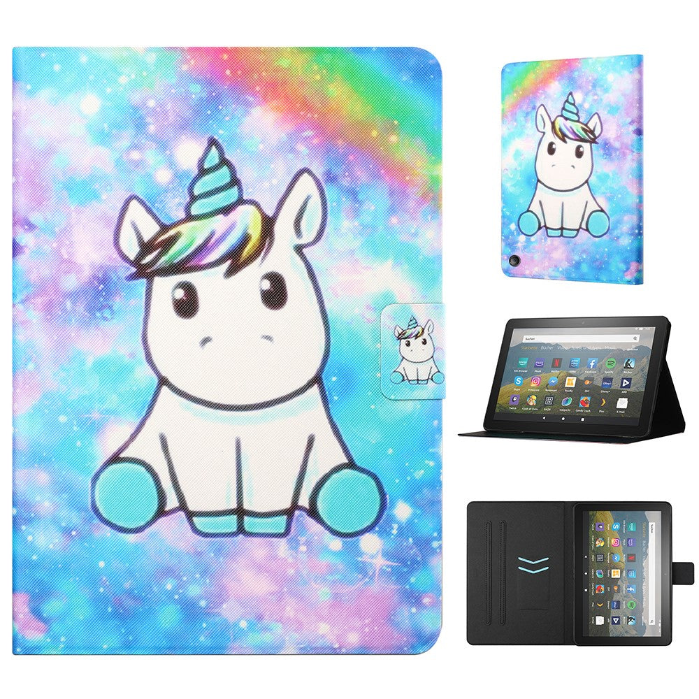 For Amazon Fire Max 11 PU Leather Stand Cover Pattern Printing Auto Wake / Sleep Tablet Case with Card Holder