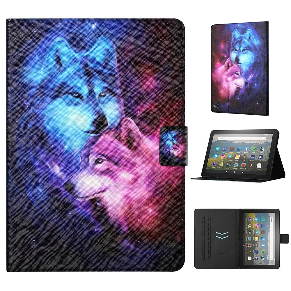 For Amazon Fire Max 11 PU Leather Stand Cover Pattern Printing Auto Wake / Sleep Tablet Case with Card Holder