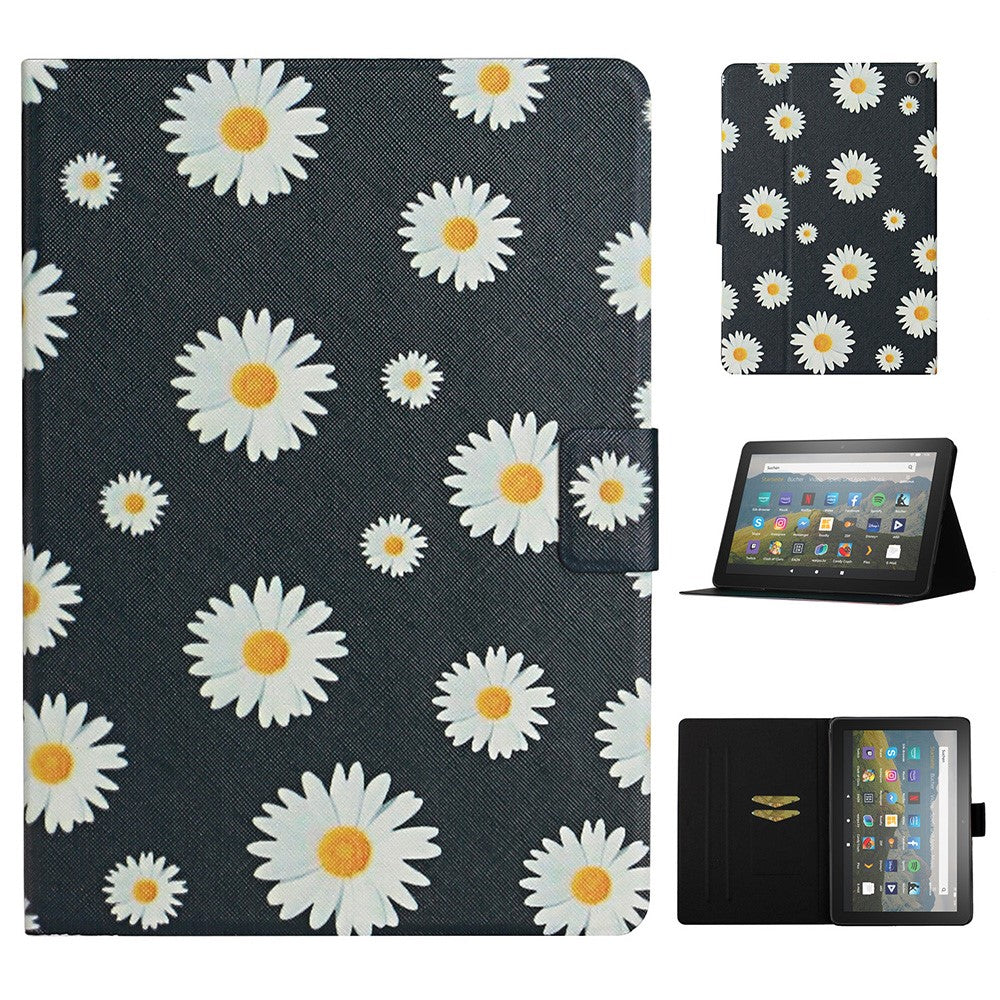 For Amazon Fire Max 11 PU Leather Stand Cover Pattern Printing Auto Wake / Sleep Tablet Case with Card Holder