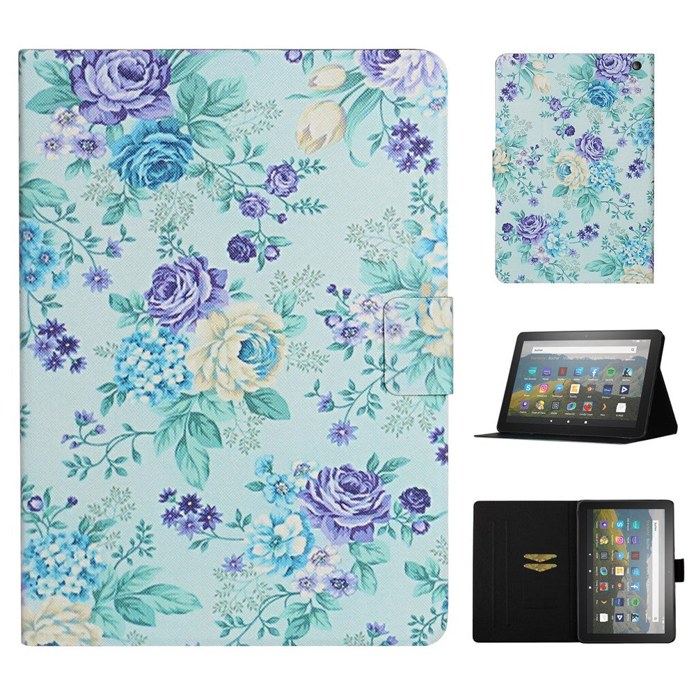 For Amazon Fire Max 11 PU Leather Stand Cover Pattern Printing Auto Wake / Sleep Tablet Case with Card Holder