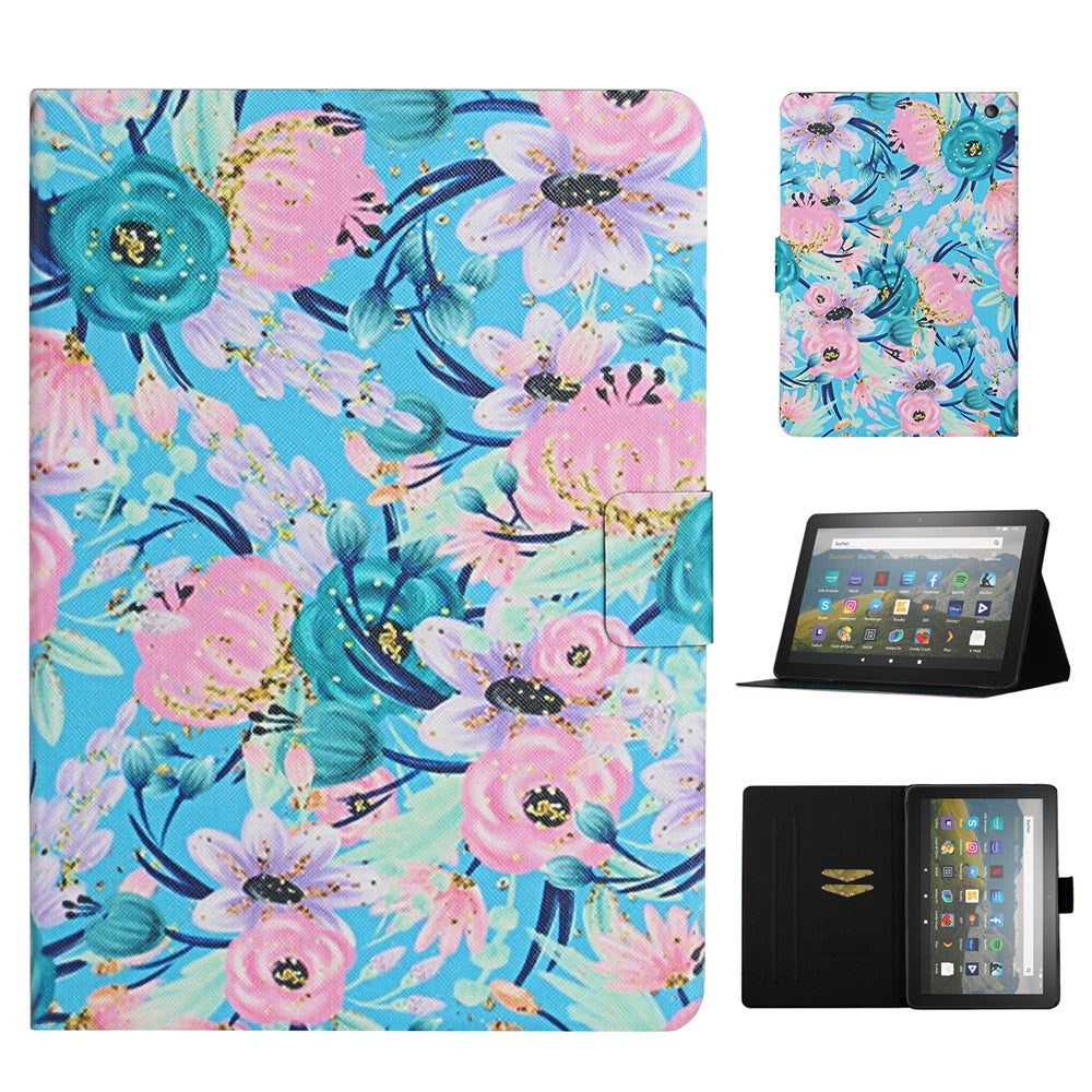 For Amazon Fire Max 11 PU Leather Stand Cover Pattern Printing Auto Wake / Sleep Tablet Case with Card Holder