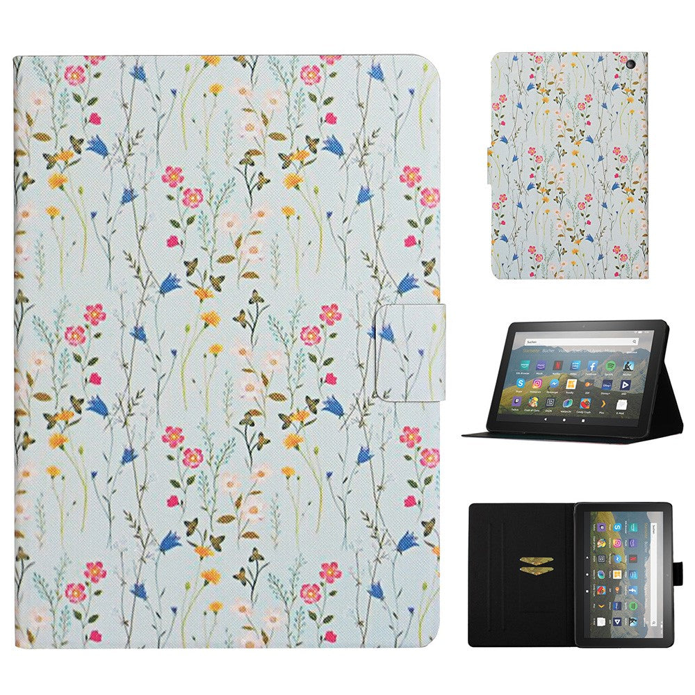 For Amazon Fire Max 11 PU Leather Stand Cover Pattern Printing Auto Wake / Sleep Tablet Case with Card Holder