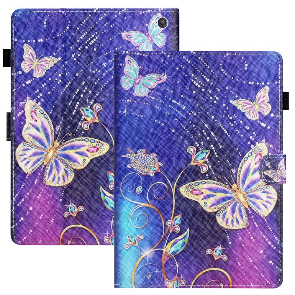 For Amazon Fire Max 11 PU Leather Pattern Printing Case Stand Card Holder Tablet Cover with Auto Sleep / Wake