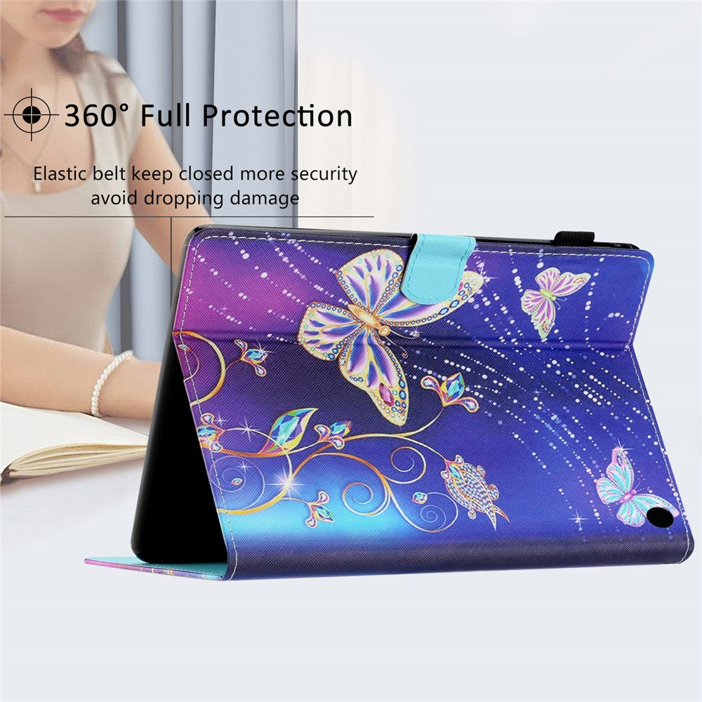 For Amazon Fire Max 11 PU Leather Pattern Printing Case Stand Card Holder Tablet Cover with Auto Sleep / Wake