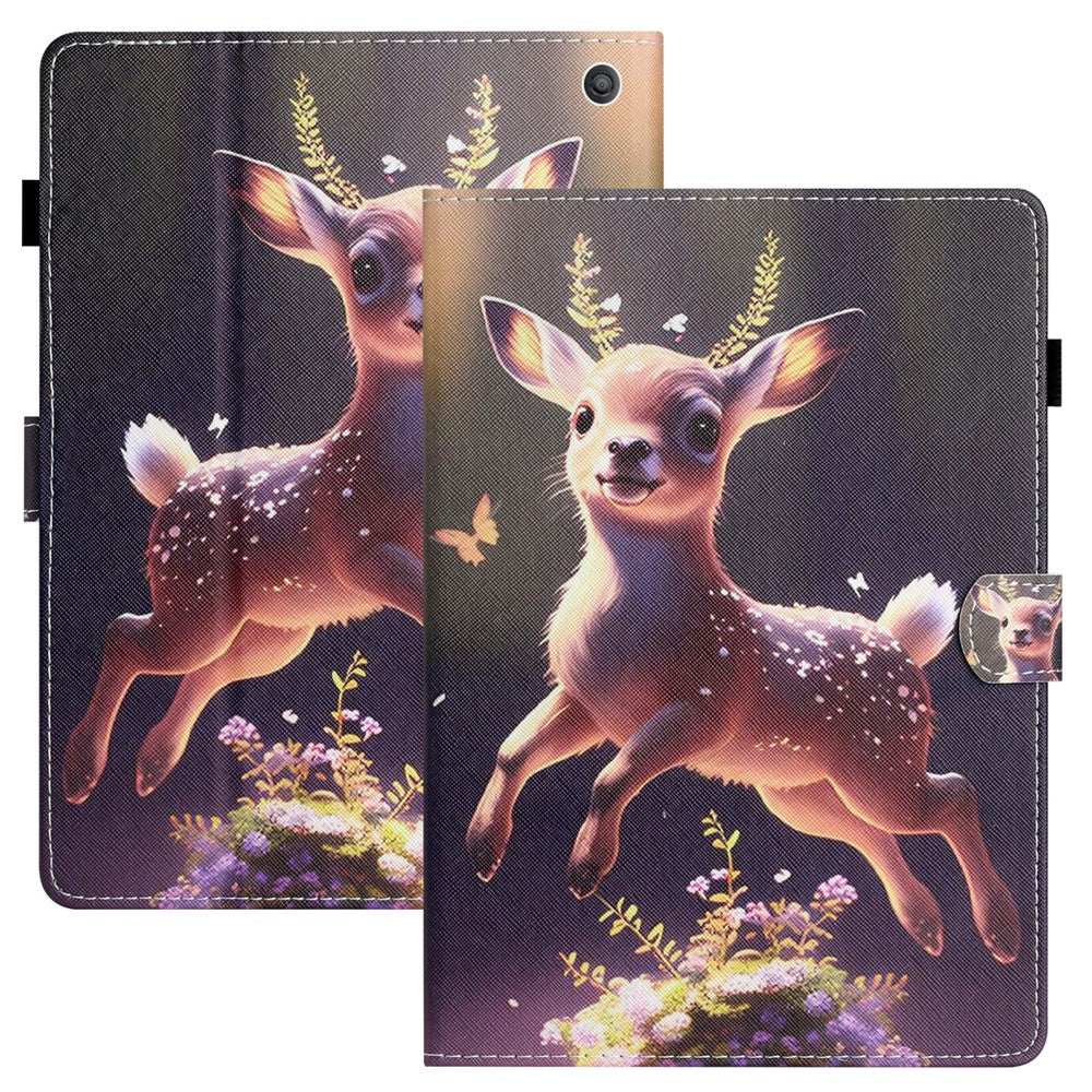 For Amazon Fire Max 11 PU Leather Pattern Printing Case Stand Card Holder Tablet Cover with Auto Sleep / Wake