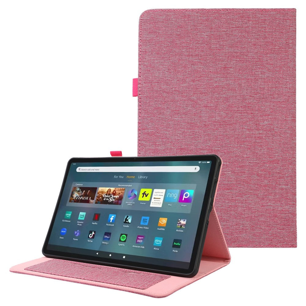 For Amazon Fire Max 11 Stand Tablet Case Cloth Texture PU Leather Smart Cover with Card Holder
