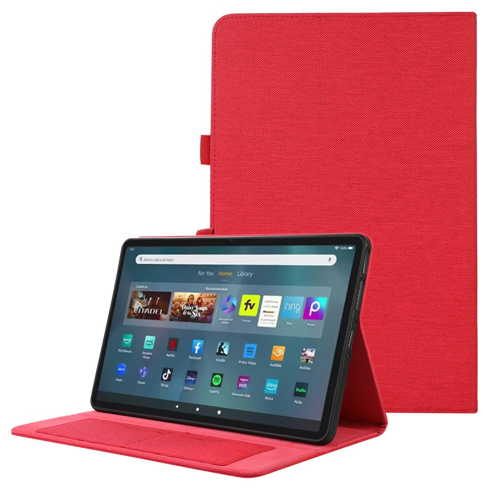 For Amazon Fire Max 11 Stand Tablet Case Cloth Texture PU Leather Smart Cover with Card Holder