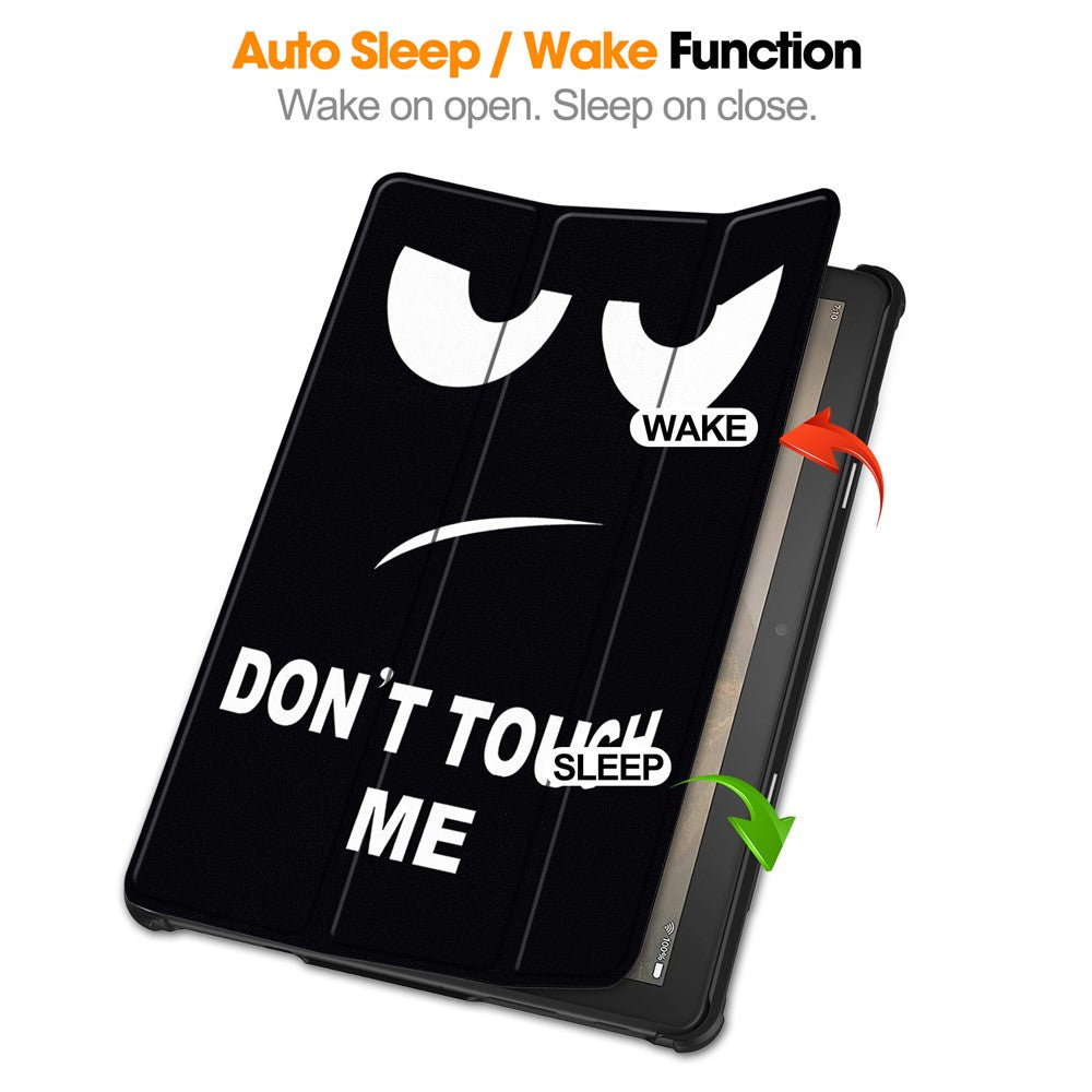 For Amazon Fire HD 10 (2023) PU Leather Tablet Case Tri-fold Stand Pattern Printing Tablet Cover