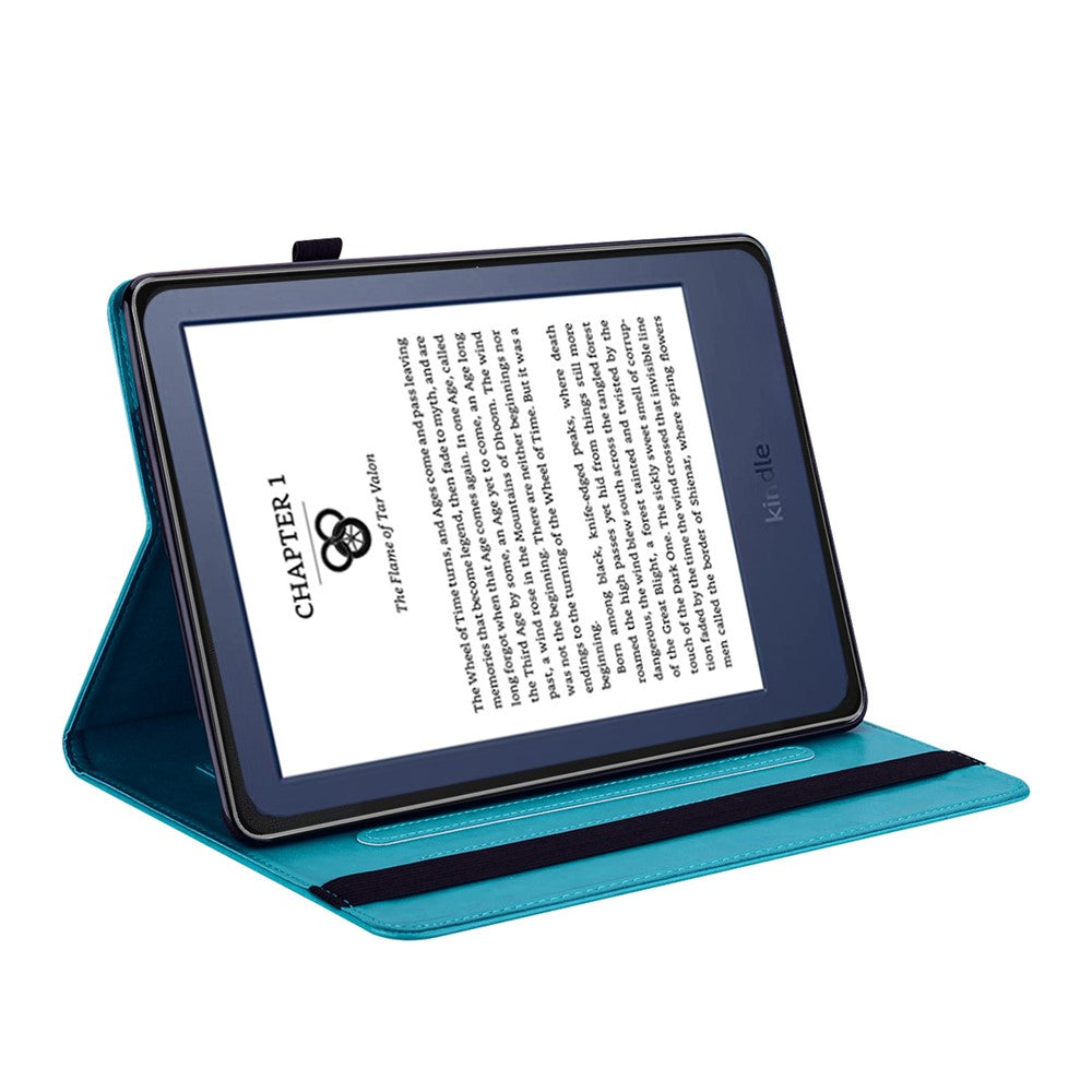 For Amazon Kindle Paperwhite 6 (2022) PU Leather Tablet Case Tree Deer Imprinted Stand Cover with Card Holder
